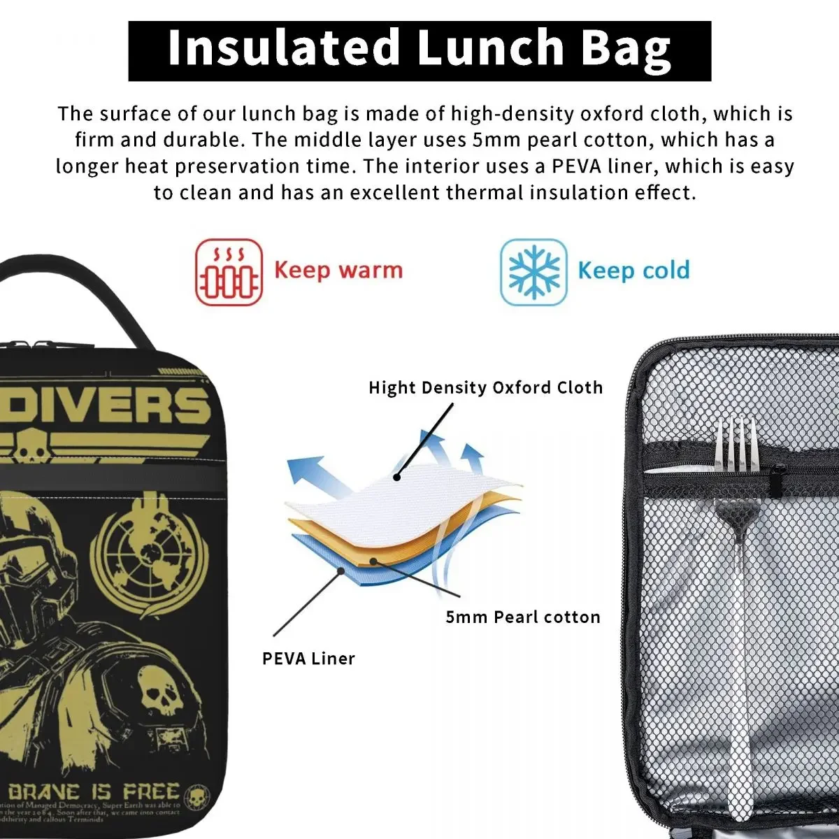 Портативная Оксфордская Сумка Для Обеда Мужчин FanArt Gaming Poster Dive Fan Art Office Lunch Box Thermal