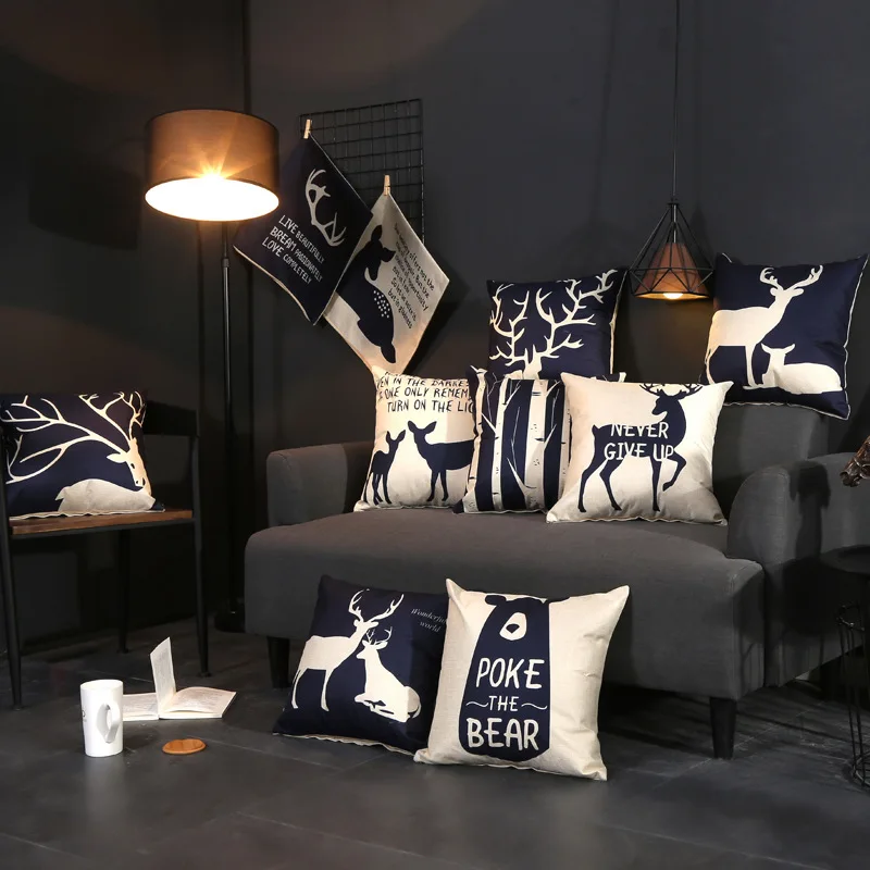 

Hot Selling Pillows Nordic Pillowcase Sofa Cushion Linen Car Seat Cover 45*45 Bedside Bay Window Large Backrest Accessories