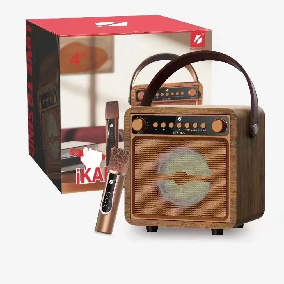 Фото Колонка KTS 4 дюйма, модель KTS-1687, для улицы, портативная, с Bluetooth, MP3-плеером, караоке, с микрофоном. №1