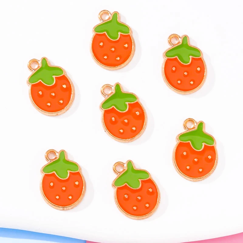 

20Pcs Orange Enamel Summer Fashion Pendants Earrings Bracelet Ornaments DIY Phone Chain Necklace Charms Jewelry Making Materials