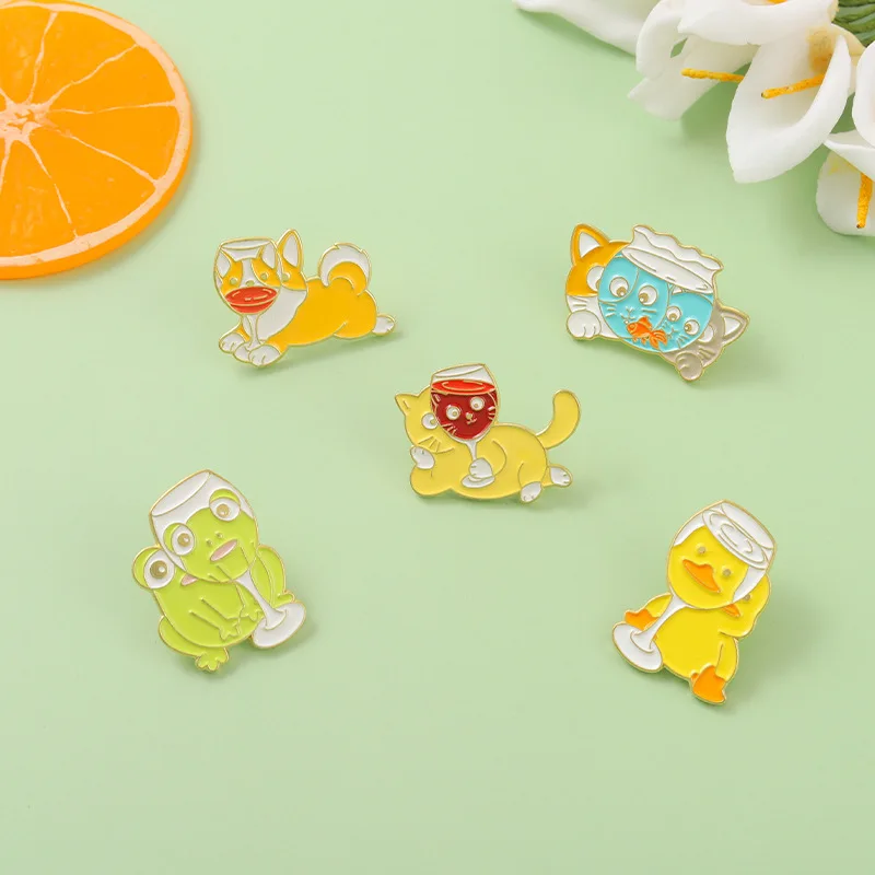 

Cats and Fish Enamel Pins Custom Funny Animal Plant Brooches Bag Clothes Lapel Pin Cute Kitten Badge Jewelry Gift for Friends