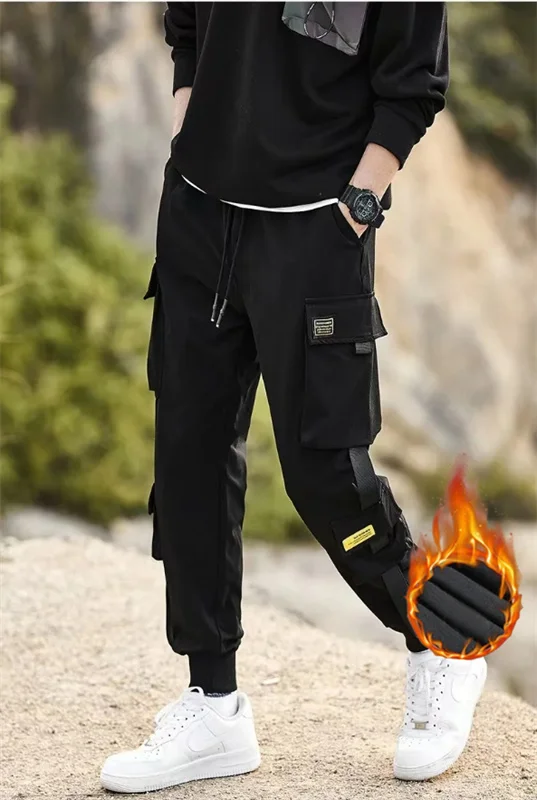 Winter style with thickened fleece warm and soft A pair of winter cold resistant cotton pants lamb men's autu