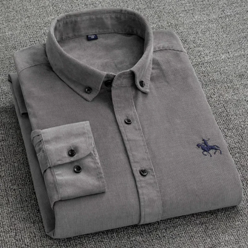 Corduroy Shirts for Men Clothing Camisas De Hombre Camisa Masculina Blusas Chemise Homme Long Sleeve Blouses Roupas Masculinas