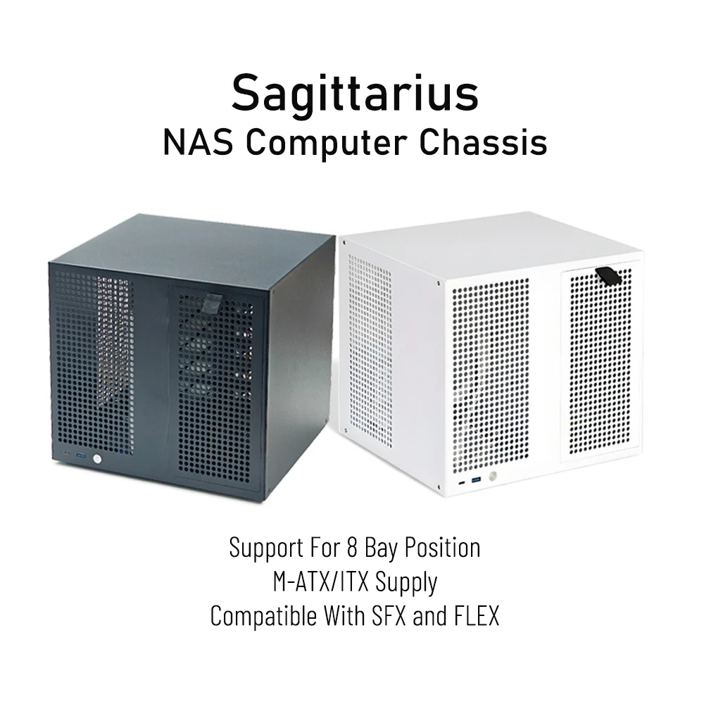 Фото Hot Sagittarius 8-полосный NAS-шасси с корпусом объединительной платы Блок питания ATX MATX Материнская плата полной высоты PCIE UNRAID Черный Белый №1