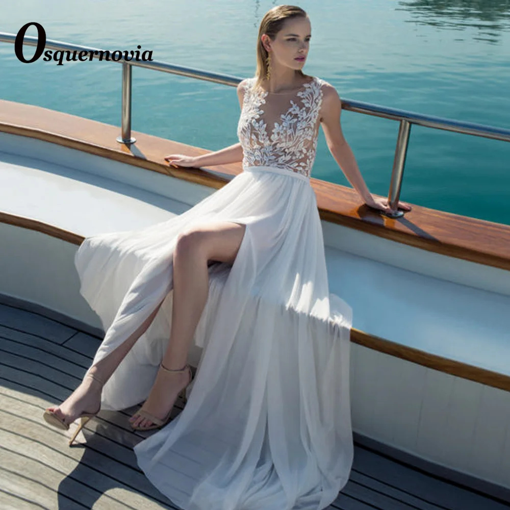 

Женское ТРАПЕЦИЕВИДНОЕ свадебное платье, с разрезом, без рукавов