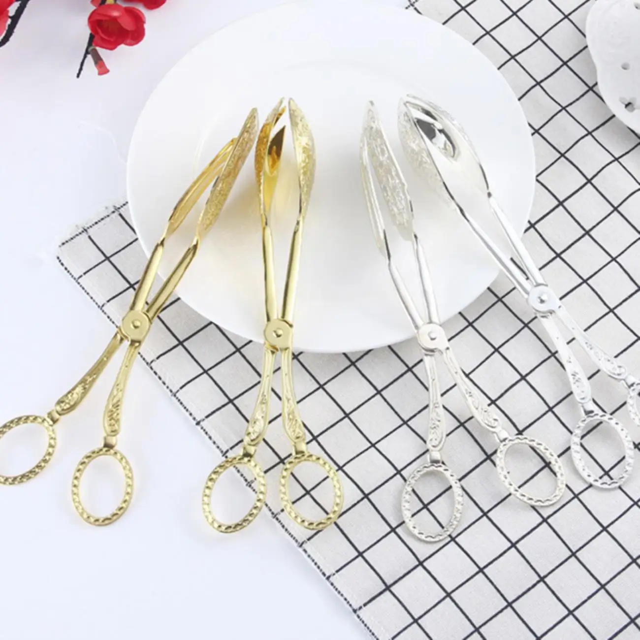 

Salad Cake Clip Multifunction Vintage Food Tong Bread Clamp Dessert Clip