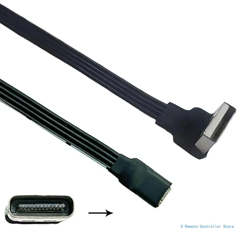 Гибкий плоский силиконовый кабель типа C мама к USB-кабелю папа с изгибом 90