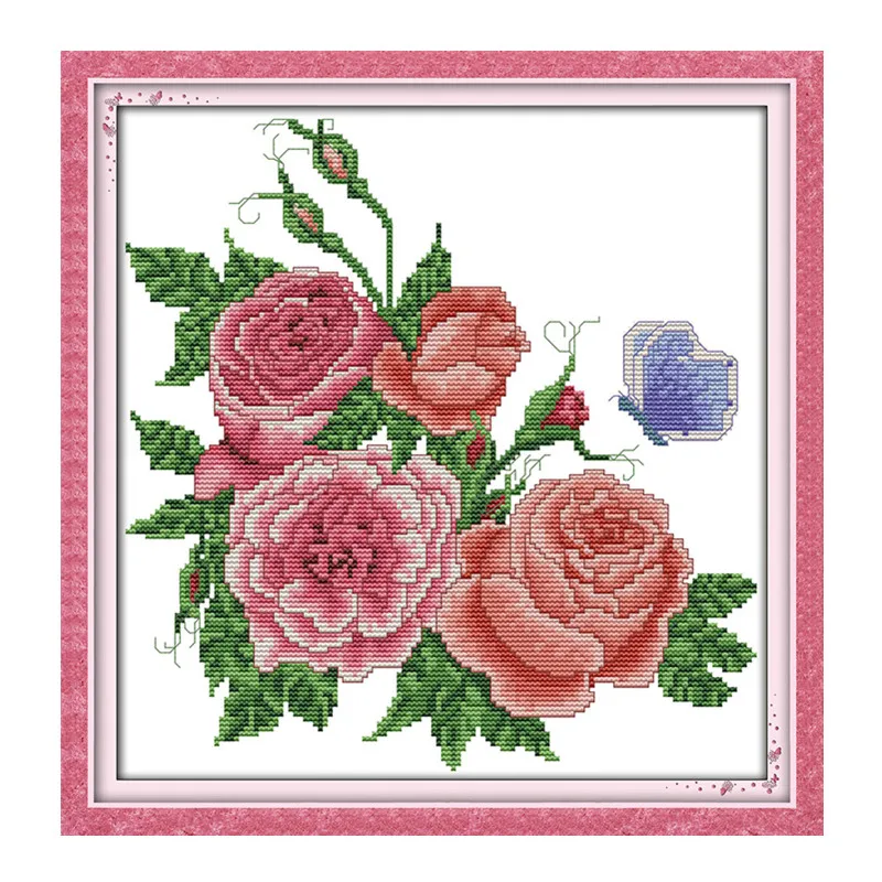 

Roses flower cross stitch kit count print stamped fabric 18ct 14ct 11ct hand embroidery DIY handmade needlework supplies bag