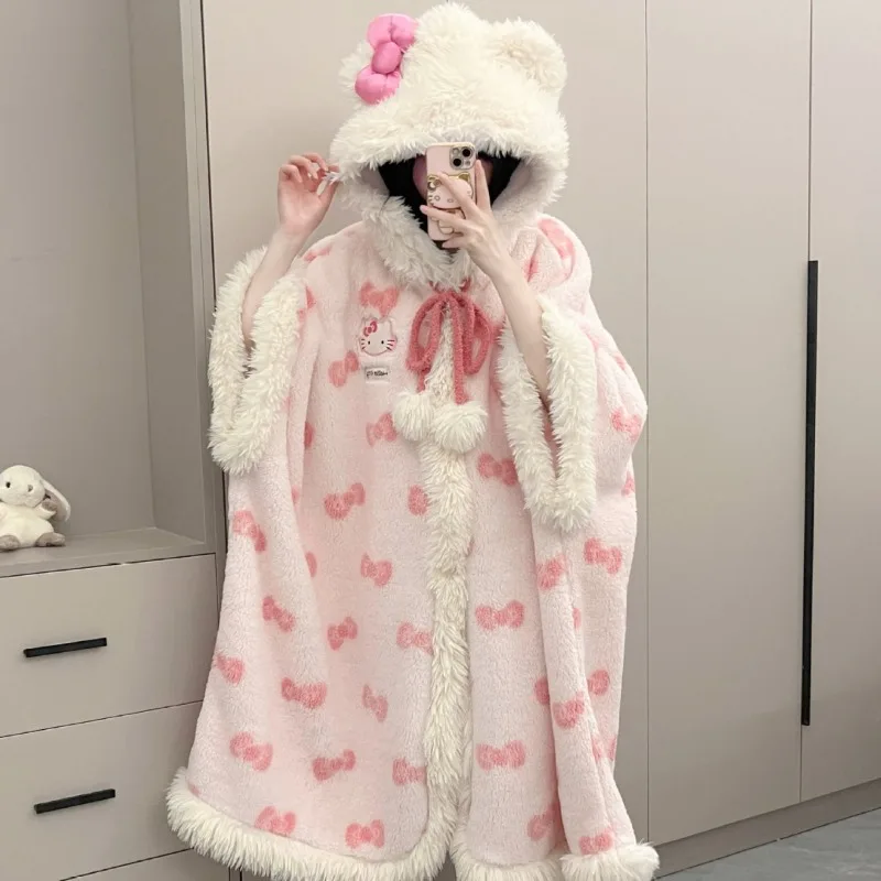 Sanri Hello Kitty новая зимняя бархатная утепленная пижама для девочек коралловый