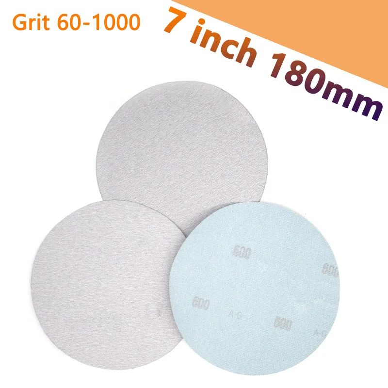 

1-10pcs 180mm 7 Inch White Round Sandpaper Grit 60 80 120 240 320 400 600 800 1000 Dry Grinding Flocked Sanding Paper Furniture