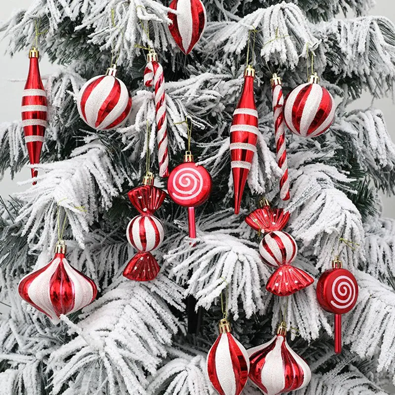 

Рождественская фотография, красно-белая фотография, украшения для тростника, украшение для рождественской елки с перечной Мятой