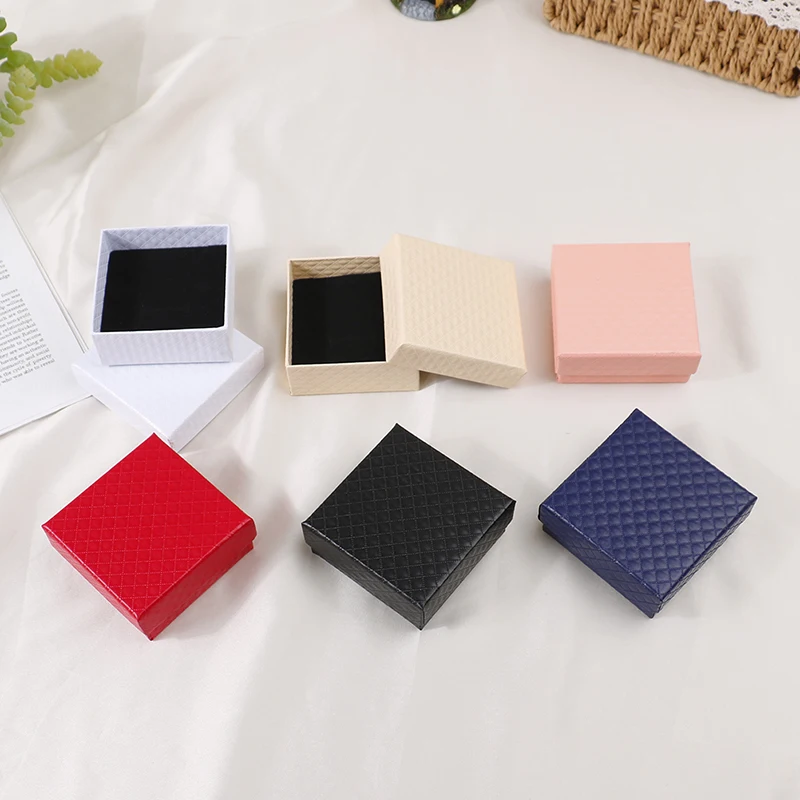

1pcs Cardboard Jewelry Boxes for Pendant Earring Ring with Sponge Inside Square Cheap Wholesale