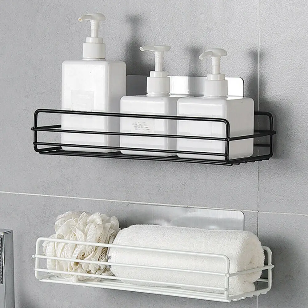 

Kitchen Bathroom Shower Caddy Shelf Wall Mount Corner Organizer Storage Rack OW