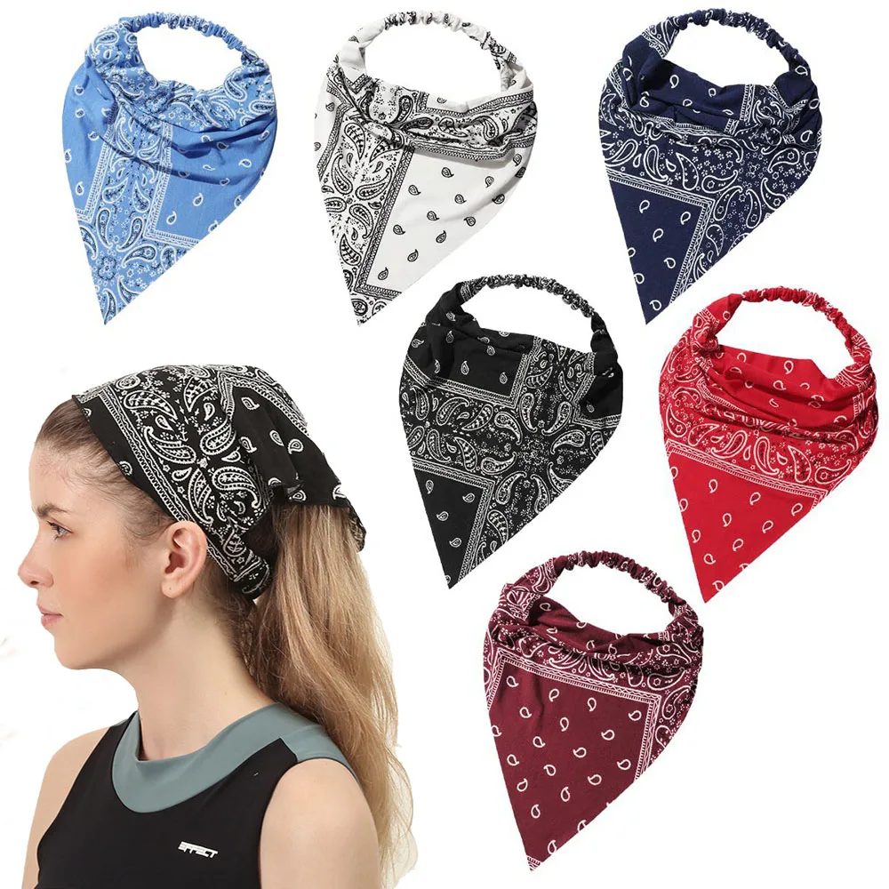 Женская треугольная повязка для волос с цветочным принтом