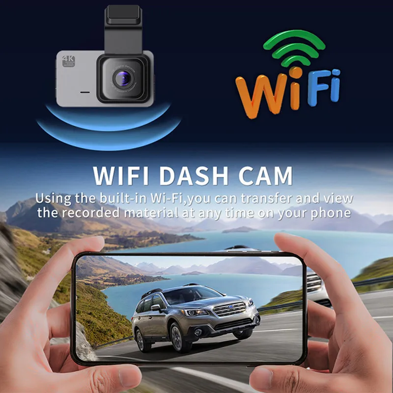 Автомобильный видеорегистратор Wi-Fi HD G-датчик 1296P ночная камера GPS 24 часа |