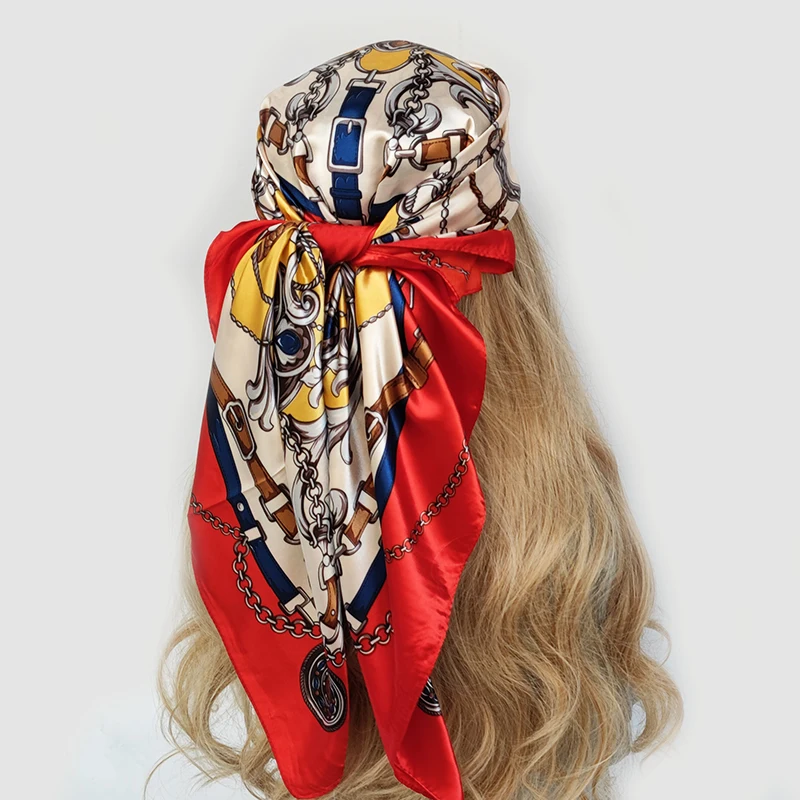 

Luxury Brand Hijab Square Scarf Women Turban Muslim Headscarf Twill Silk Bandana Shawl Wrap Fashion Neckerchief Foulard Headband