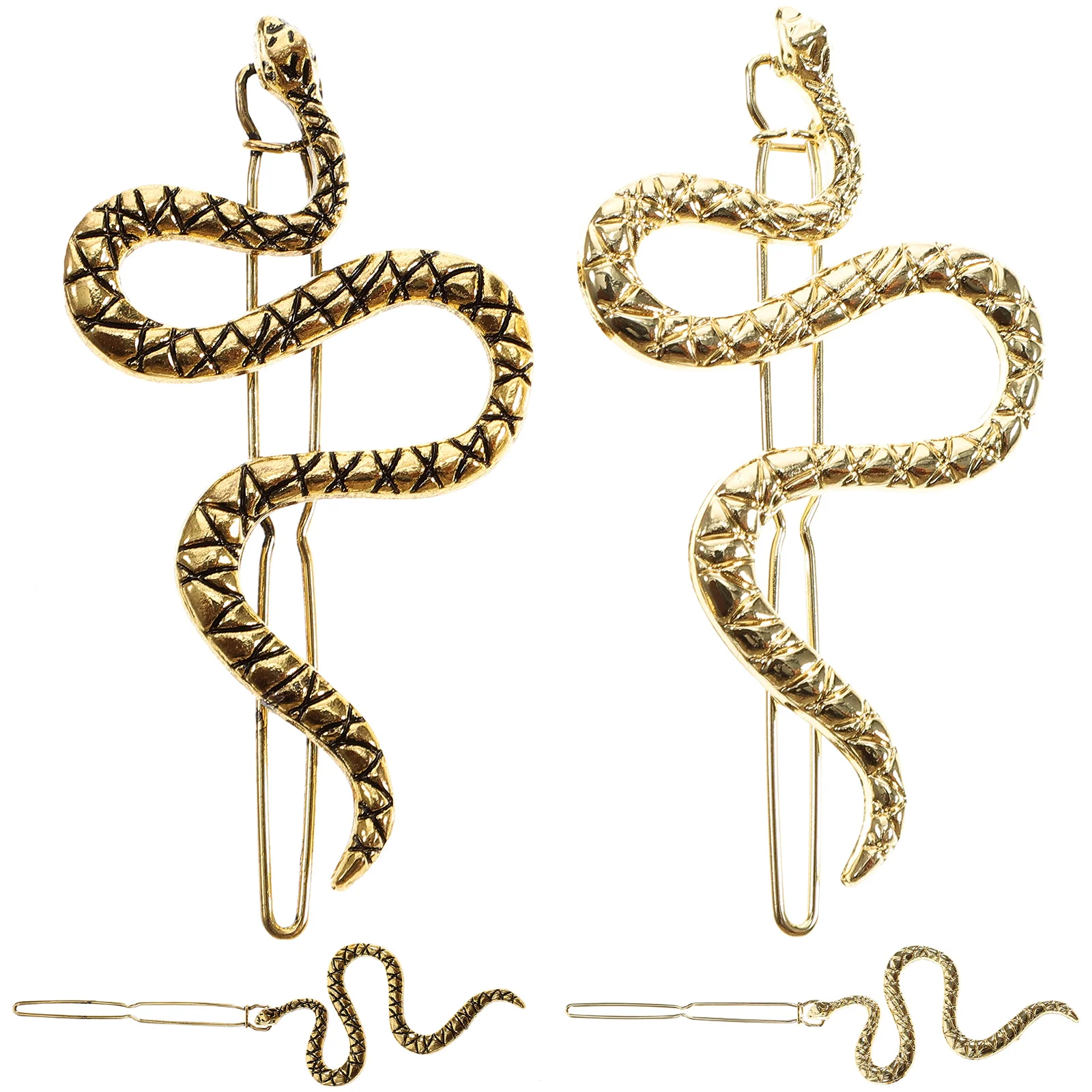 

4pcs Snake Hair Clip Vintage Metal Hair Golden Snake Snap Barrette for