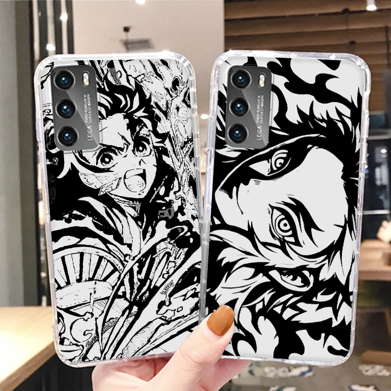

Demon Slayer Cool Anime Boy Transparent Phone Case For Huawei P50 P40 P30 P20 Lite P Smart Z Pro Plus 2019 2021 Cover
