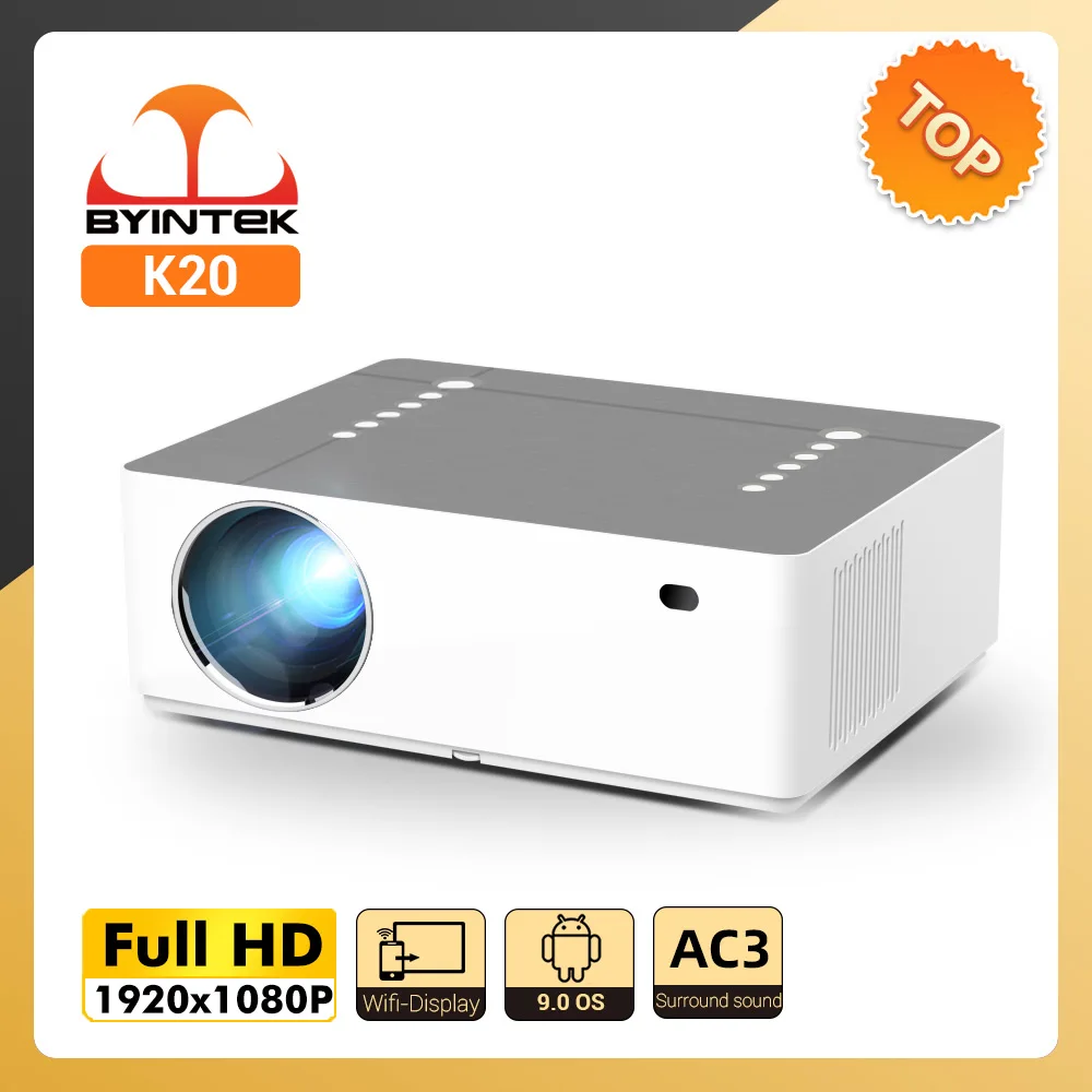 

BYINTEK K20 Projector Full HD 1080P Home Theater Game LED Smart Android Wifi Projectors 1920*1080P for 4K 3D Video Cinema