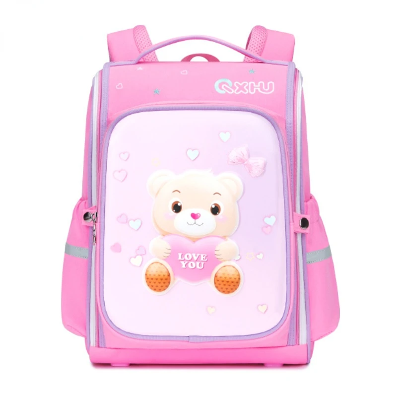 Elementary School Bag for Girls Foldable Orthopedic Backpack Children Schoolbag Cartoon Bear Bookbag Grade 1-5 Kids Satchel