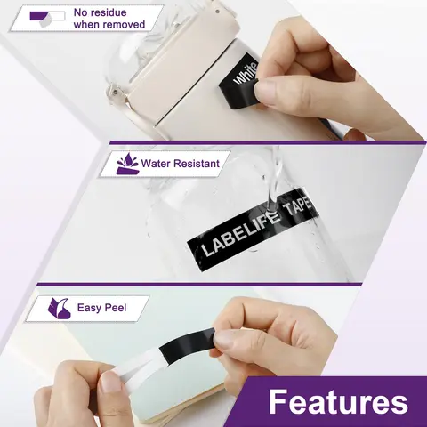 Лента для принтера Labelife черная на белом 12 мм * 4 м