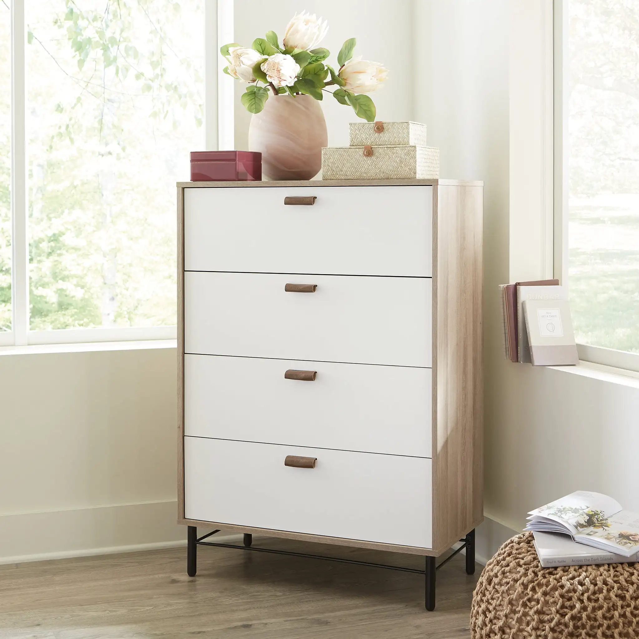 

Sauder Anda Norr Modern 4-Drawer Dresser, Sky Oak Finish