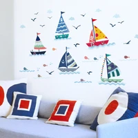 cartoon sailing vinyl wall stickers for childrens room decorative pvc decals posters waterproof removable wallpapers