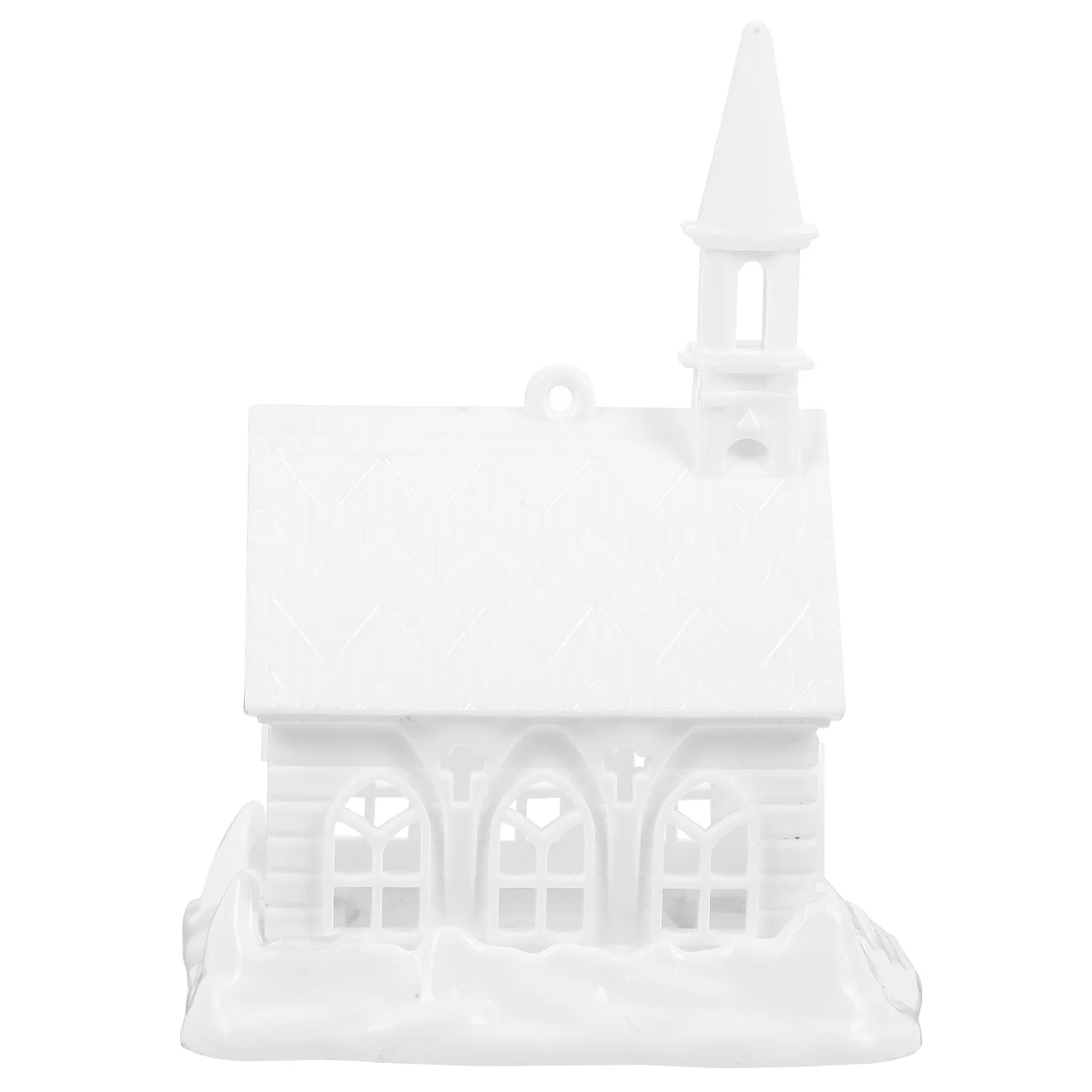 Белый маленький дом в снежной сцены пластиковая модель мини-рождественские