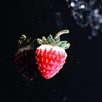 fruit small brooch cute japanese and korean strawberry collar pin v neck collar decoration coat female simple drip oil