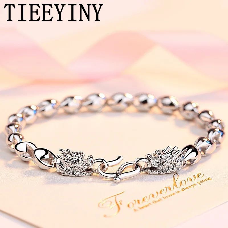 

TIEEYINY 2022 New 925 Sterling Silver Bracelet Men Chinese Style Personality Domineering Retro Dragon Bracelet Jewelry Gift