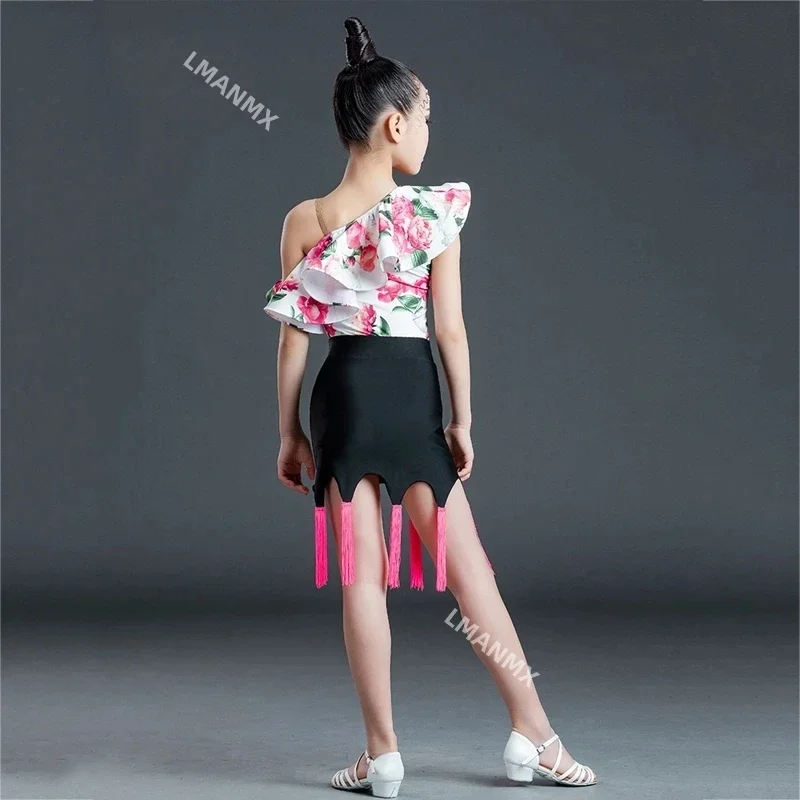 Детское платье для латиноамериканских танцев с рукавом в виде листьев лотоса