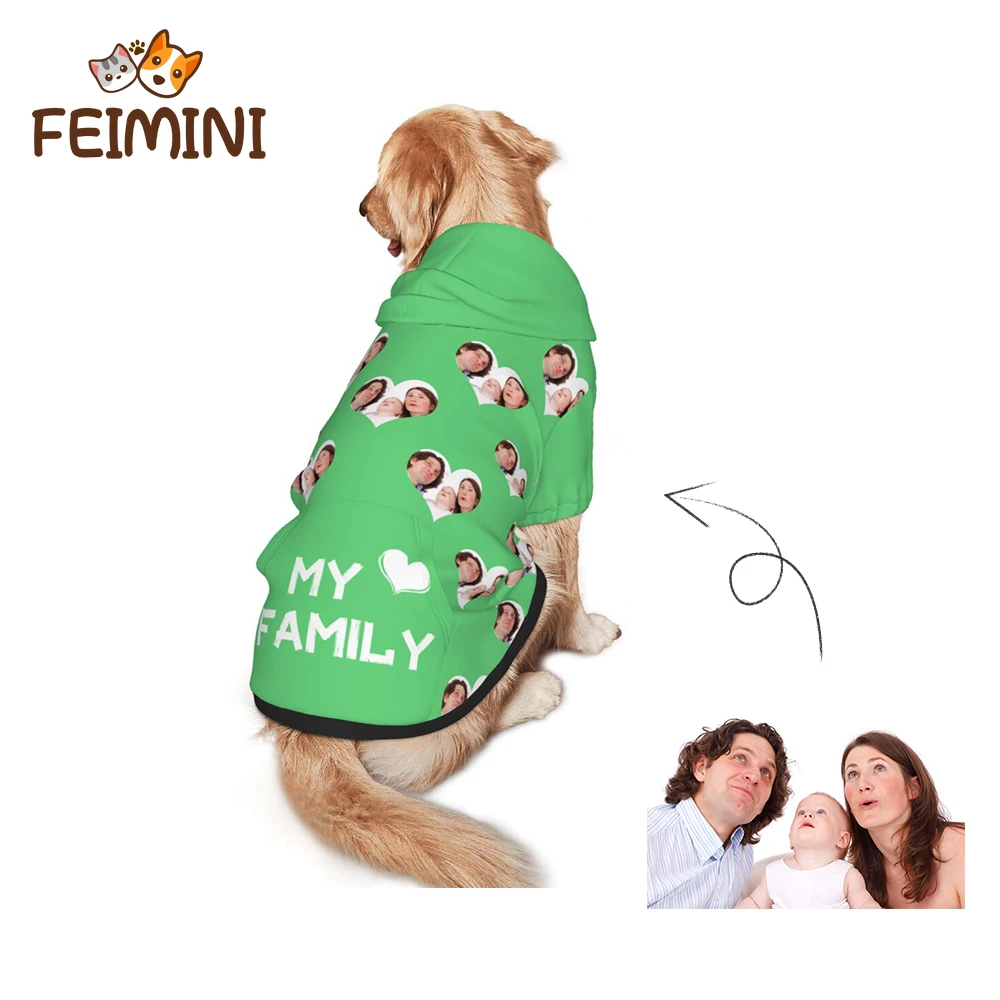 

FEIMINI Custom Family Picture Pet Hooded Sweater Dog Vest Large Dog Clothes Jacket bulldog golden retriever Dog Accessories