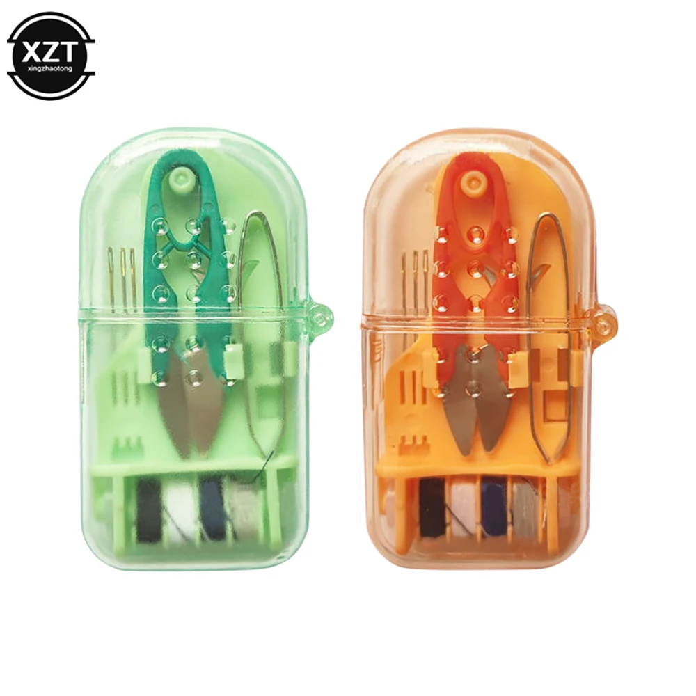 1PC Mini Household Travel Sewing Kit Box New Mini Plastic Portable Sewing Kit Box Needle Sewing Case Durable Accessories Tools