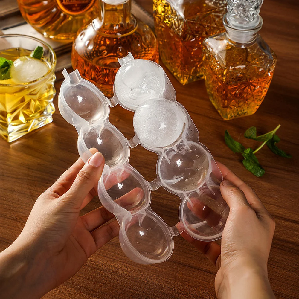 

4 Cavity Ice Ball Maker Form Whiskey Cocktail DIY Round Ice Cube Tray Silicone Ice Cream Mold Bar Kitchen Tool Party Supplies