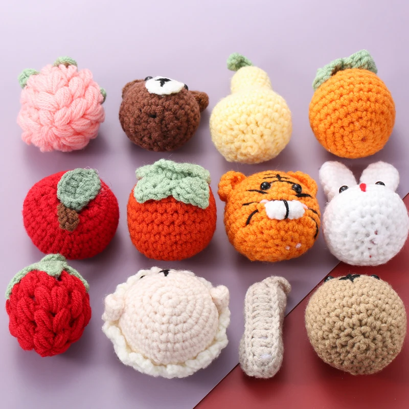 

5 шт./лот, смешанные вязаные шерстяные шармы с изображением животных, тигра, кролика, фруктов, Подвески, DIY брелок, украшение для ювелирных укр...