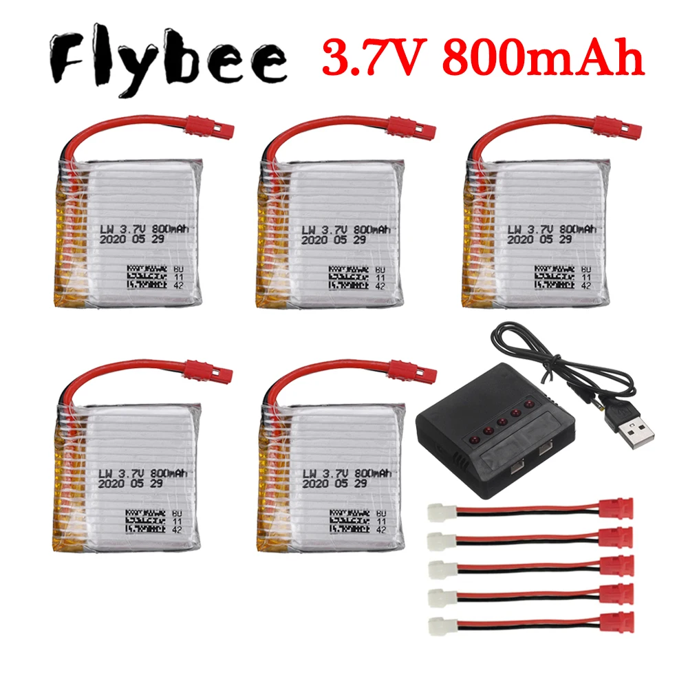 Литий-полимерный аккумулятор 3,7 в 800 мАч с зарядным устройством 5 в 1 для SYMA X26 X26A X21 X21W, запчасти для радиоуправляемого вертолета/радиоуправляемого квадрокоптера, батарея 3,7 в для дрона