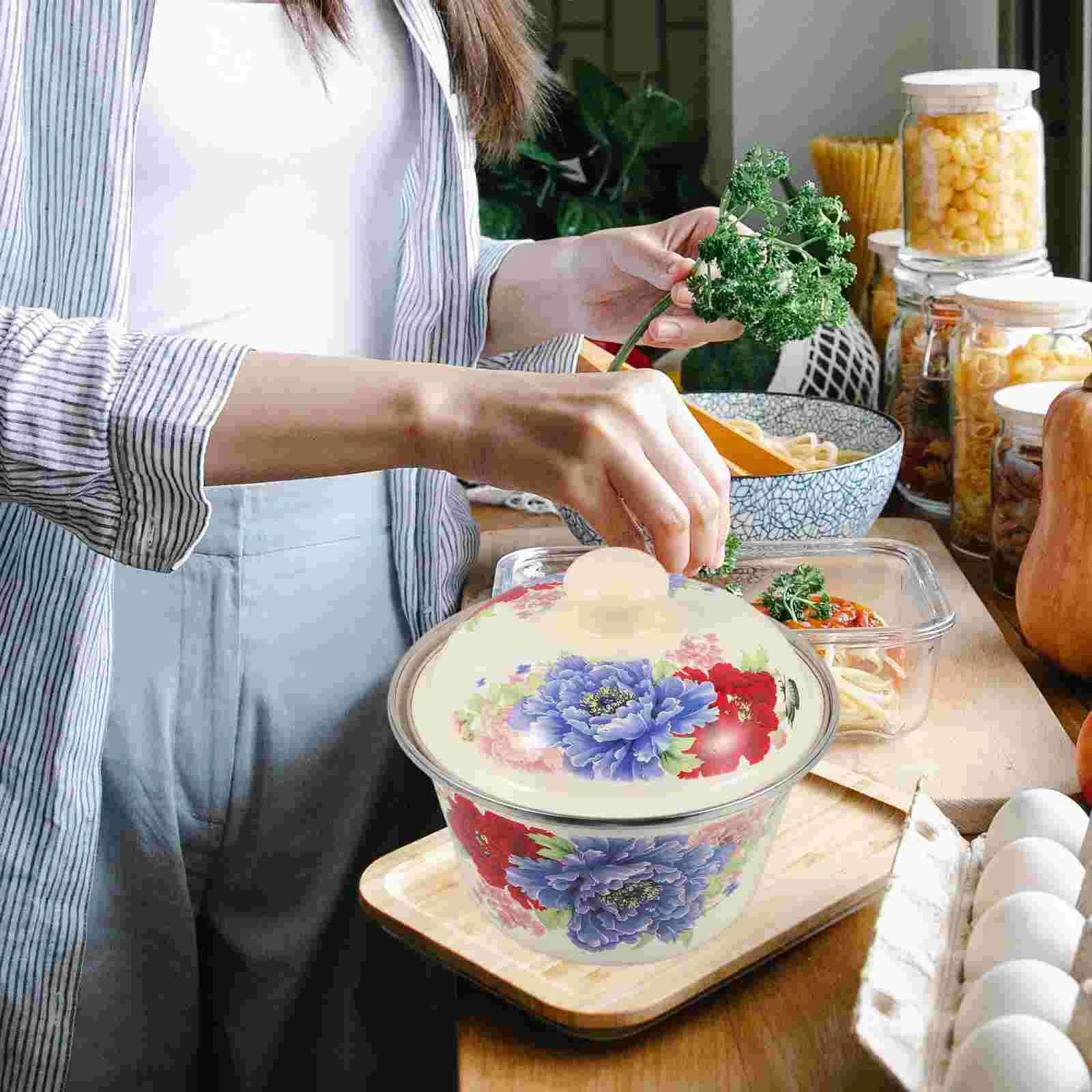 Эмалированные миски для кухонной полки хранения домашний декор красочный