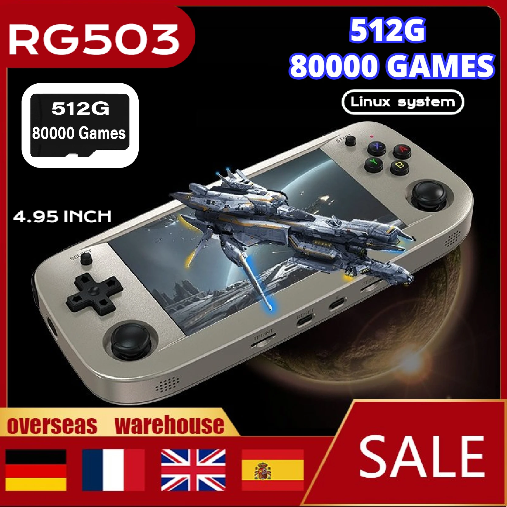 

2023 NEW 4.95 Inch Anbernic RG503 Linux Portable Game Console Support Bluetooth&amp OLED Screen Mobile ;512G 5G Wifi 48199 Games