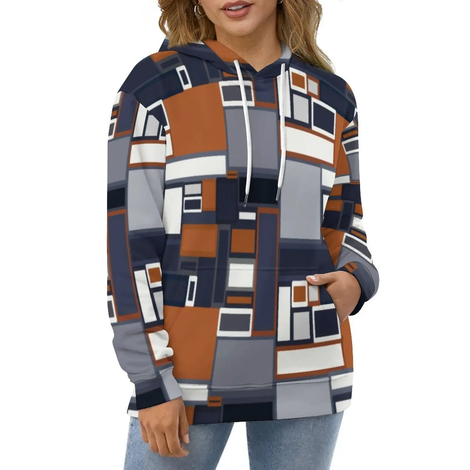 

Mid Century Modern Hoodies Unisex Geometry Print Street Fashion Casual Pullover Hoodie Long Sleeve Graphic Hooded Sweatshirts