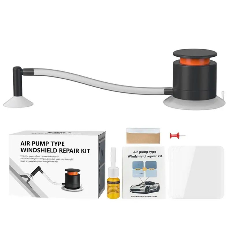 

Windshield Repair Kit Automotive Glass Nano Repair Fluid Air Pump Type Windscreen Crack Repair Kit For Fix Chips Bulls-Eye