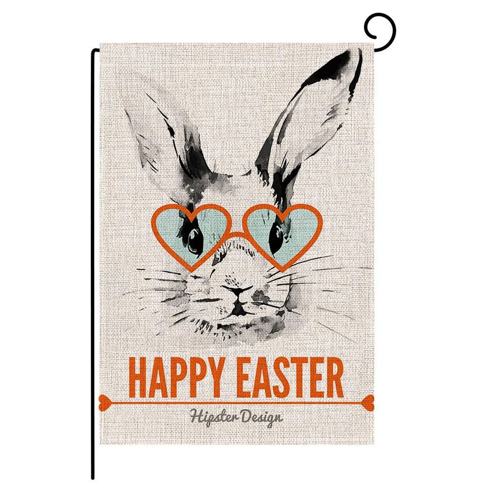 

Easter Fabric Flags Easter Rabbit Hanging Welcome Yard Flags Garden Outdoor Decor Home Decoration Accessories Backdrop Decor