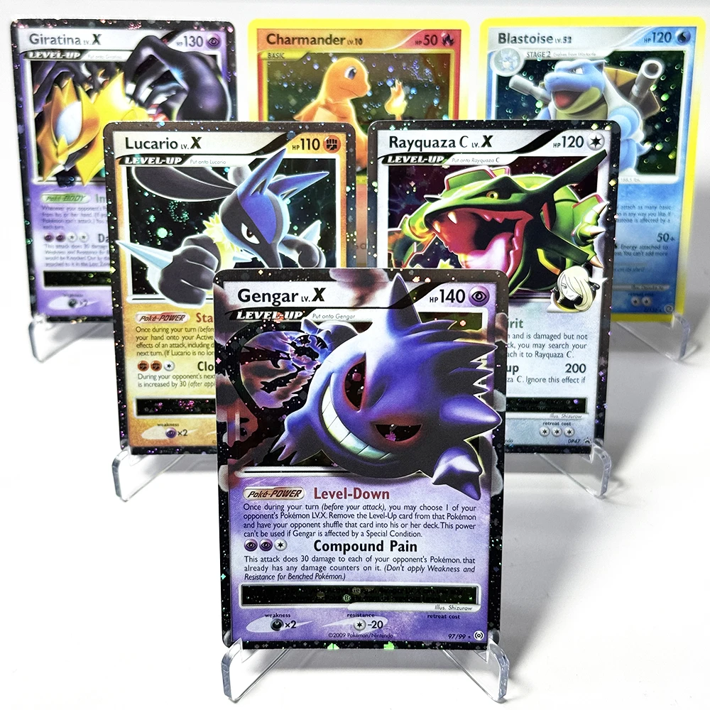 Фото Коллекционные карты PKM Foil Proxy PTCG DIY Blastoise # 2 Чармандера # 101 Генгарв LV.X, Гиратинау LV.X, Лукарио/Райкуаза C LV.X, Регигигас LV.X №1