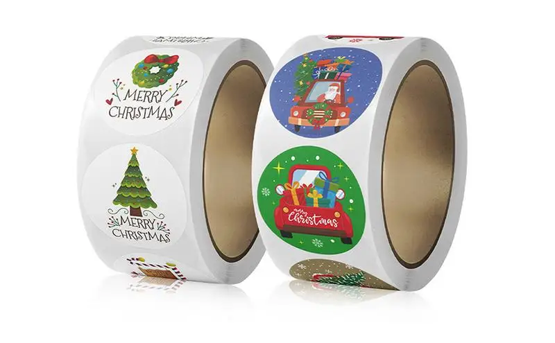 

1 roll Christmas Stickers Roll Christmas tree Santa Claus Decorative Stickers Writable Cartoon Stickers with Strong Adhesion