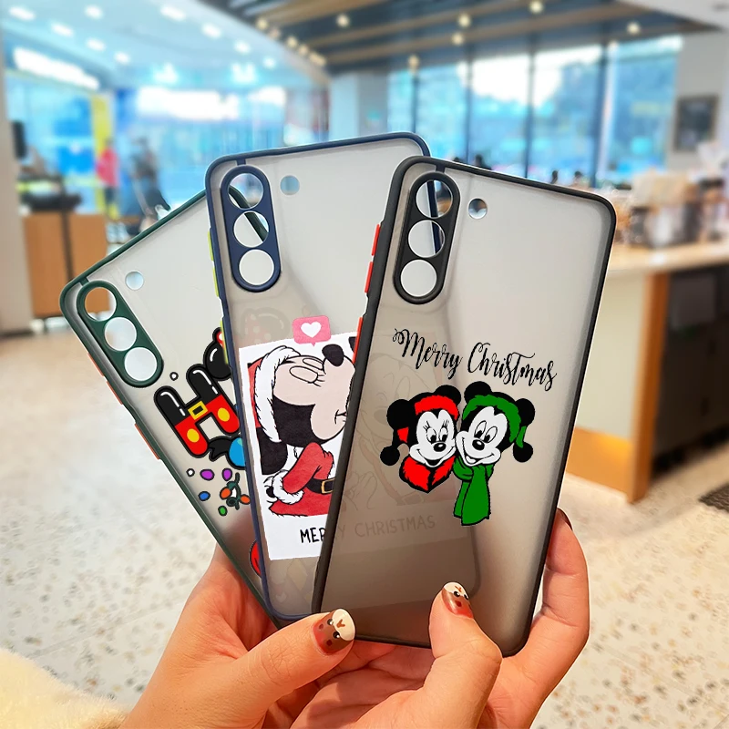 

Mickey Minnie Christmas For Samsung Galaxy S21 S20 FE Ultra S10 Lite S9 S8 Plus 5G Frosted Translucent Soft Phone Case
