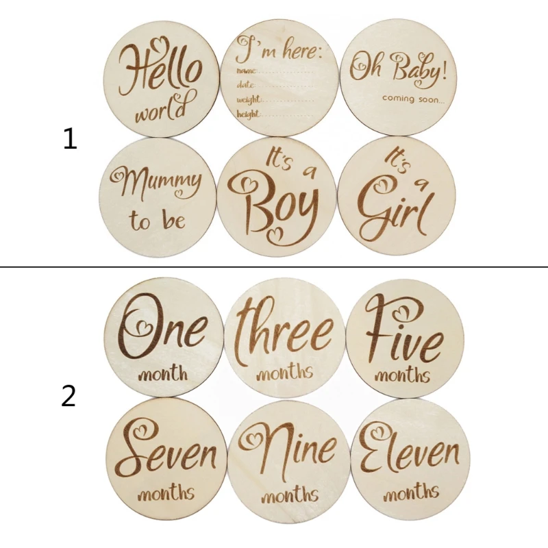 

Baby Milestone Card Wooden Newborn Monthly Commemorative Card Photography Props