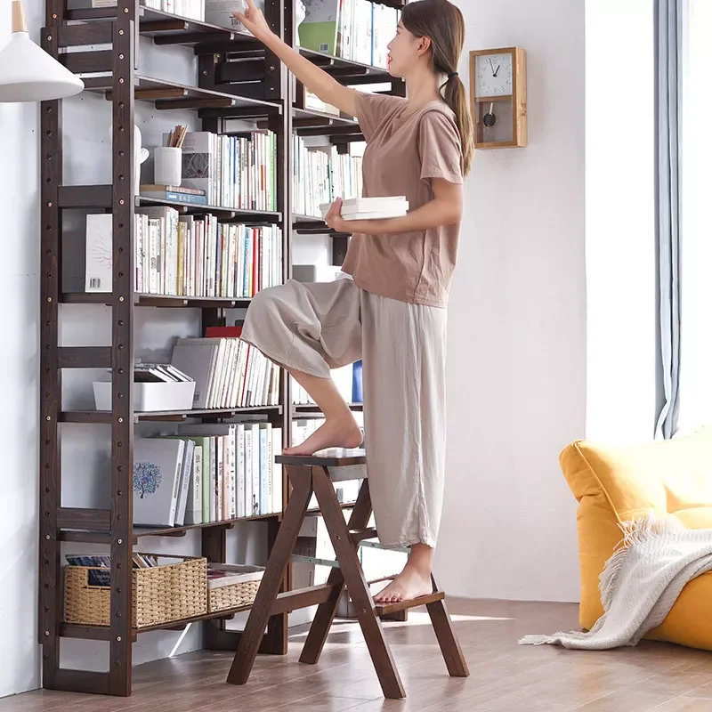 

Home Ladder Multifunctional Step Ladder Chair Solid Wood Folding Kitchen Stools Step Stool In One Folding Ladder Chair