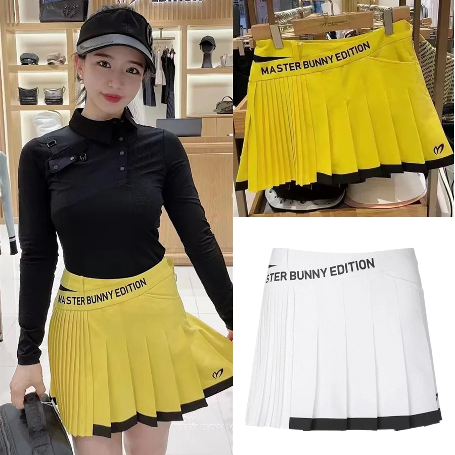 

2023 spring and autumn new golf women's short skirt master bunny outdoor sports leisure pleated skirt bright color 골프 여성복