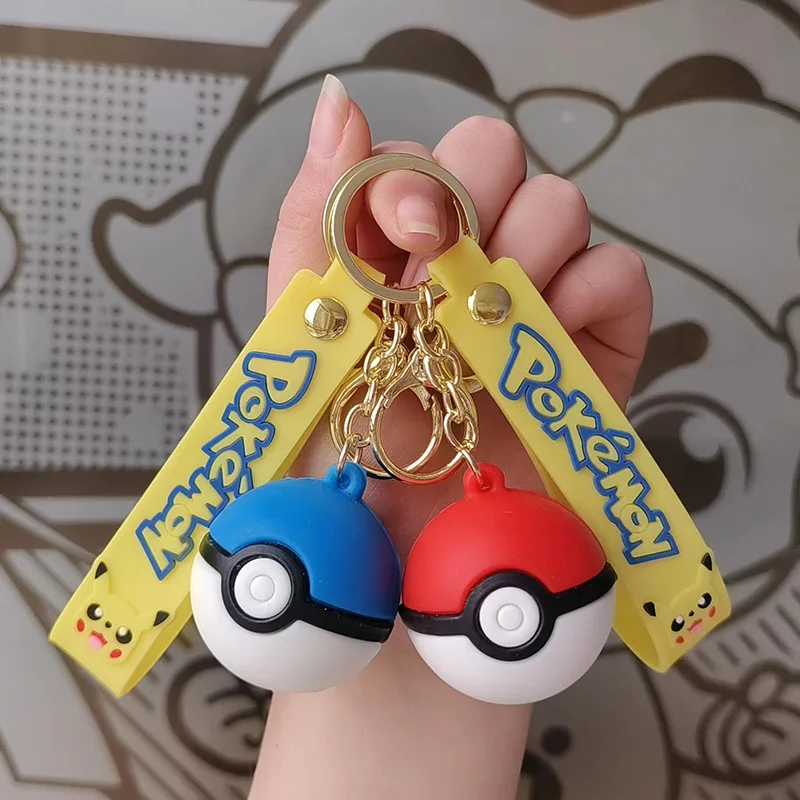 

Pokemon Ball Pikachu Key Chain Key Ring Pendant Doll Bag Ornament Accessories Drag Car Series Anime Creative Kawaii Girls Gifts