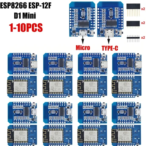 1-10 шт. WeMos D1 Mini TYPE-C/Micro USB ESP8266 ESP-12F CH340G V2 модуль WiFi D1 мини-плата разработки 3,3 В с контактами для Arduino