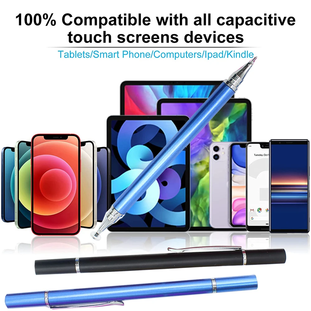 

100Pcs 2 IN 1 Universal Disc Magnetic Capacitive Stylus Signing Pens For iPad Iphone Touch Screen Phones Tablets Smart Devices